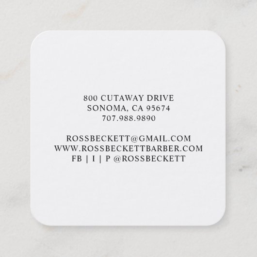 Barber Pole Barber Hair Stylist Square Business C Vierkante Visitekaartje (Achterkant)