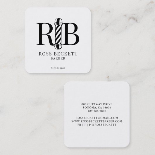 Barber Pole Barber Hair Stylist Square Business C Vierkante Visitekaartje (Voorkant / Achterkant)