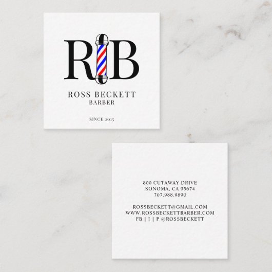 Barber Pole Barber Hair Stylist Square Business C Vierkante Visitekaartje (Voorkant / Achterkant)