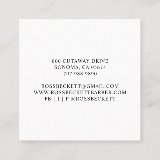 Barber Pole Barber Hair Stylist Square Business C Vierkante Visitekaartje (Achterkant)