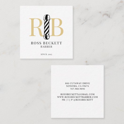 Barber Pole Barber Hair Stylist Vierkante Visitekaartje (Voorkant / Achterkant)