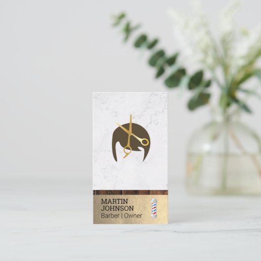 Barber Pole | Barber Scissors Stylish Hair Visitekaartje (Staand voorkant)