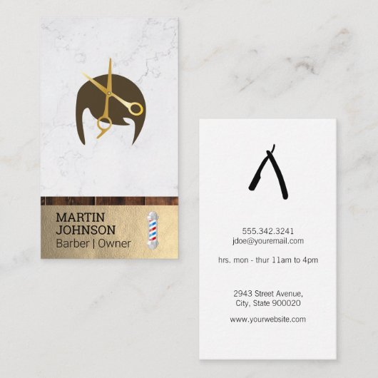 Barber Pole | Barber Scissors Stylish Hair Visitekaartje (Voorkant / Achterkant)
