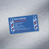 Barber Pole Blue Navy Barbershop Branding Design Magnetisch Visitekaartje (Voorbeeld)