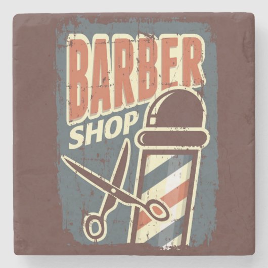  Barber Pole Blue Stenen Onderzetter (Voorkant)