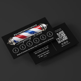 Barber Pole Classic Black Loyalty Visitekaartje