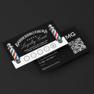 Barber Pole Elegant Black Loyalty Reward Visitekaartje
