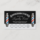 Barber Pole Elegant Black Loyalty Reward Visitekaartje (Achterkant)