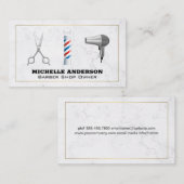 Barber Pole en Gereedschap | Marmer Visitekaartje (Voorkant / Achterkant)