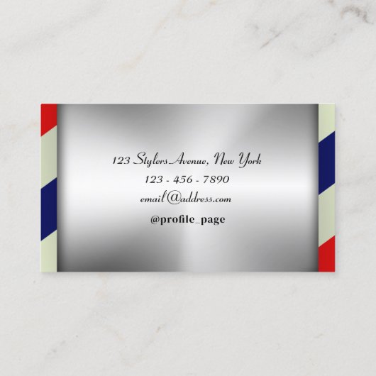 Barber pole faux metallic Visitekaartje (Achterkant)