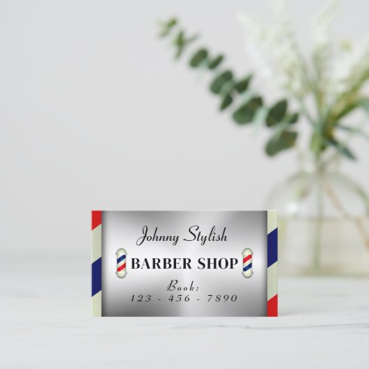 Barber pole faux metallic Visitekaartje (Staand voorkant)