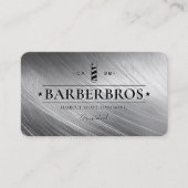 Barber Pole Faux Silver Barbershop loyaliteit Visitekaartje (Voorkant)