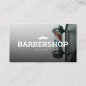 Barber Pole Foto en snor Logo Barbershop Visitekaartje (Voorkant)