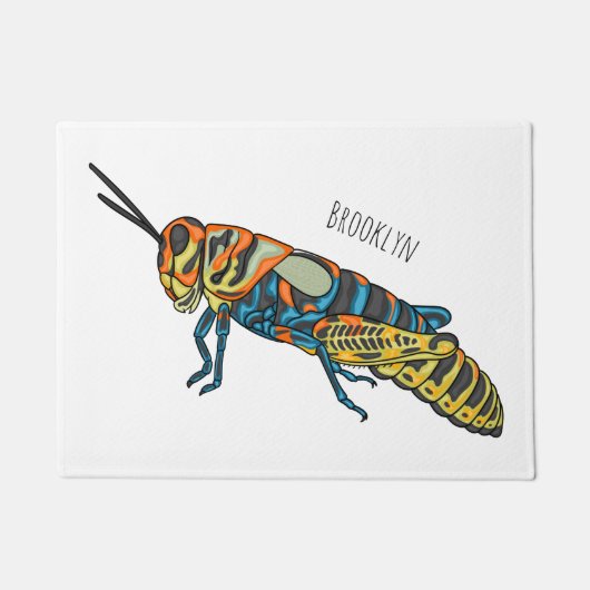 Barber pole grasshopper cartoon illustration deurmat (Voorkant)