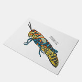 Barber pole grasshopper cartoon illustration deurmat (Schuin)