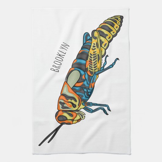 Barber pole grasshopper cartoon illustration theedoek (Verticaal)