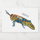 Barber pole grasshopper cartoon illustration voedselcontainer etiket (Enkel label)