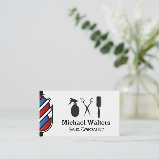 Barber Pole | Haarsnijgereedschap Visitekaartje (Staand voorkant)