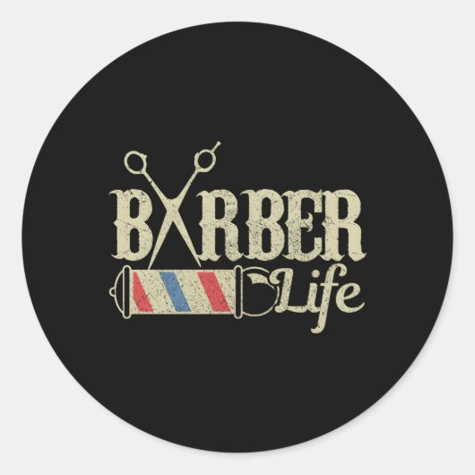 Barber Pole Haarstylist Kapper Ronde Sticker (Voorkant)