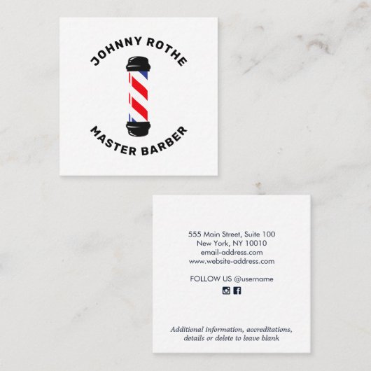 Barber Pole Hair Stylist Visitekaartje (Voorkant / Achterkant)