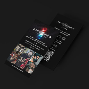 Barber Pole Klassiek Modern Zwart Herensalon Visitekaartje