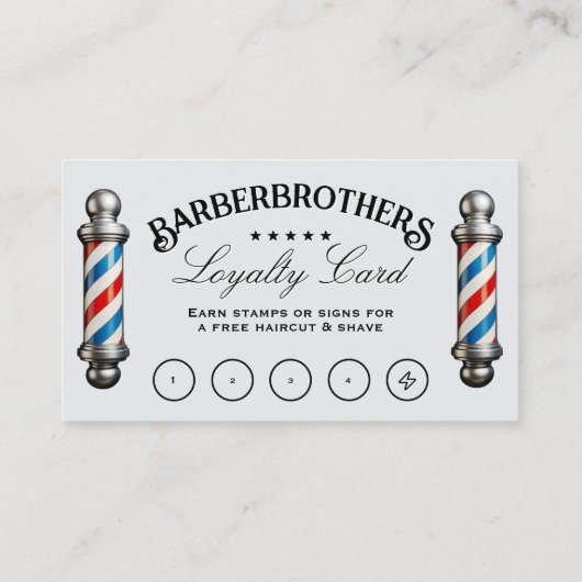 Barber Pole Lichtgrijs Elegante Loyaliteitsbelonin Visitekaartje (Achterkant)