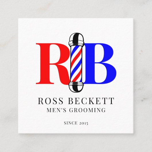 Barber Pole Logo Barber Hair Stylist Visitekaartje (Voorkant)