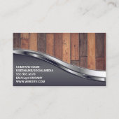 Barber Pole Logo | Houtmetaal | QR-code Visitekaartje (Achterkant)