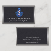 Barber Pole Logo | Leder Visitekaartje (Voorkant / Achterkant)