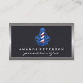 Barber Pole Logo | Leder Visitekaartje (Voorkant)