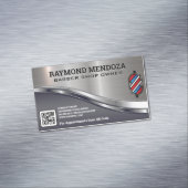 Barber Pole Logo | QR-code | Metaalglansmachine Magnetisch Visitekaartje (Voorbeeld)