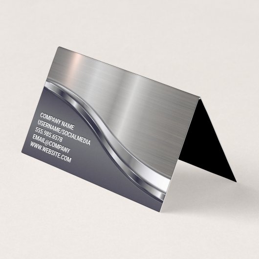 Barber Pole Logo | QR-code | Metaalglansmachine Visitekaartje (Achterkant)