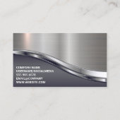 Barber Pole Logo | QR Code | Metallic Sleek Visitekaartje (Achterkant)