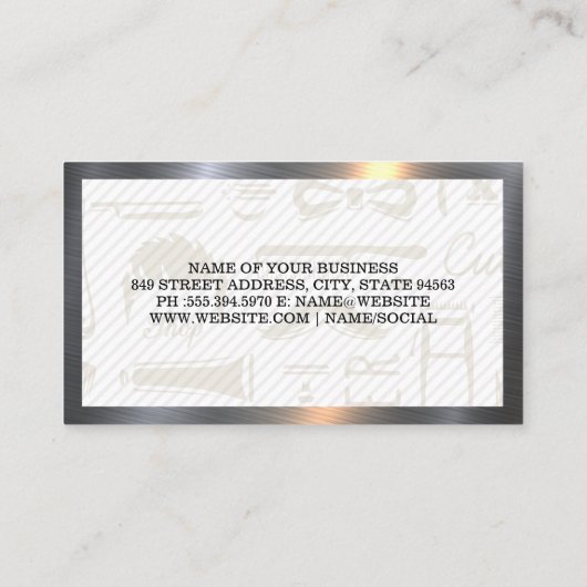 Barber Pole Logo | Stijlvol Metaal Visitekaartje (Achterkant)