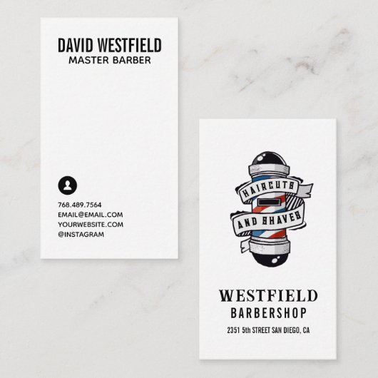 Barber Pole Logo Visitekaartje (Voorkant / Achterkant)