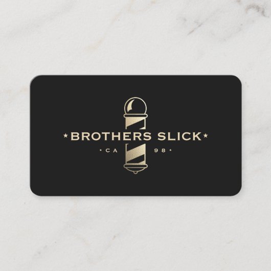 Barber Pole Moderne Barbershop Elegant Zwart Loyal Visitekaartje (Voorkant)
