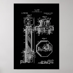 Barber Pole Poster Patent Illustraties zwart