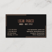 Barber Pole Razor Scissors Black Rose Gold Visitekaartje (Achterkant)