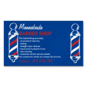 Barber Pole Salon Blue Navy Magnetisch Visitekaartje