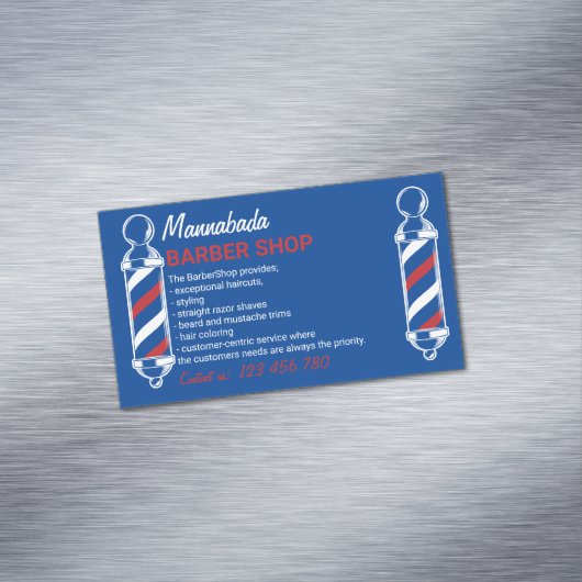 Barber Pole Salon Blue Navy Magnetisch Visitekaartje (Voorbeeld)