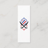 Barber Pole Scissor Logo Mini Visitekaartje (Voorkant)