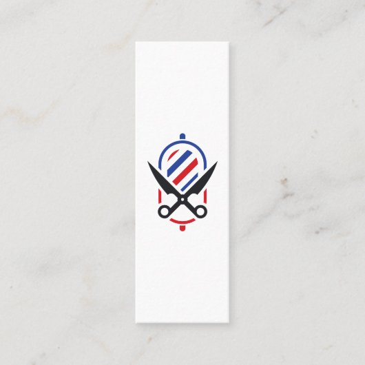 Barber Pole Scissor Logo Mini Visitekaartje (Voorkant)