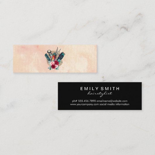 Barber Pole Scissor Logo Mini Visitekaartje (Voorkant / Achterkant)