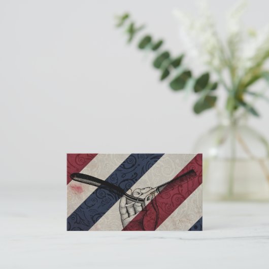  Barber Pole / Straight Razor Visitekaartje (Staand voorkant)