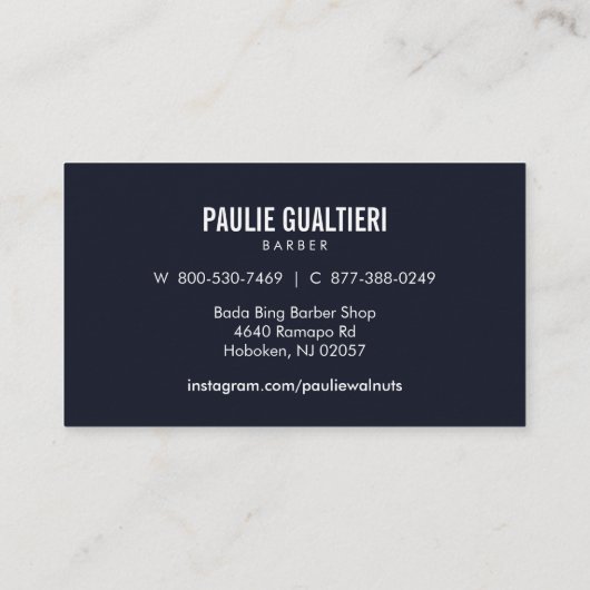  Barber Pole / Straight Razor Visitekaartje (Achterkant)