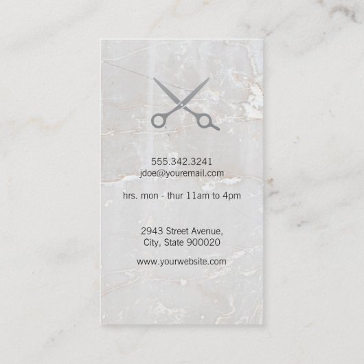 Barber Pole | Witte steen | Schaar Visitekaartje (Achterkant)