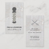 Barber Pole | Witte steen | Schaar Visitekaartje (Voorkant / Achterkant)