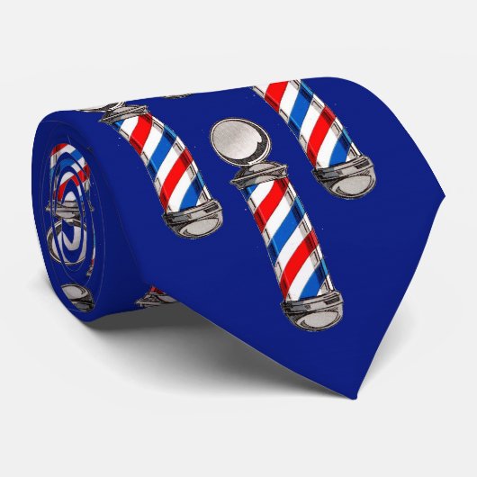 Barber Poles op blauw Stropdas (Opgerold)