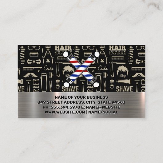 Barber Poles | Patroon | Korting Visitekaartje (Achterkant)