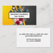 Barber Pool en gereedschap | Bloemen | haar Visitekaartje (Voorkant / Achterkant)